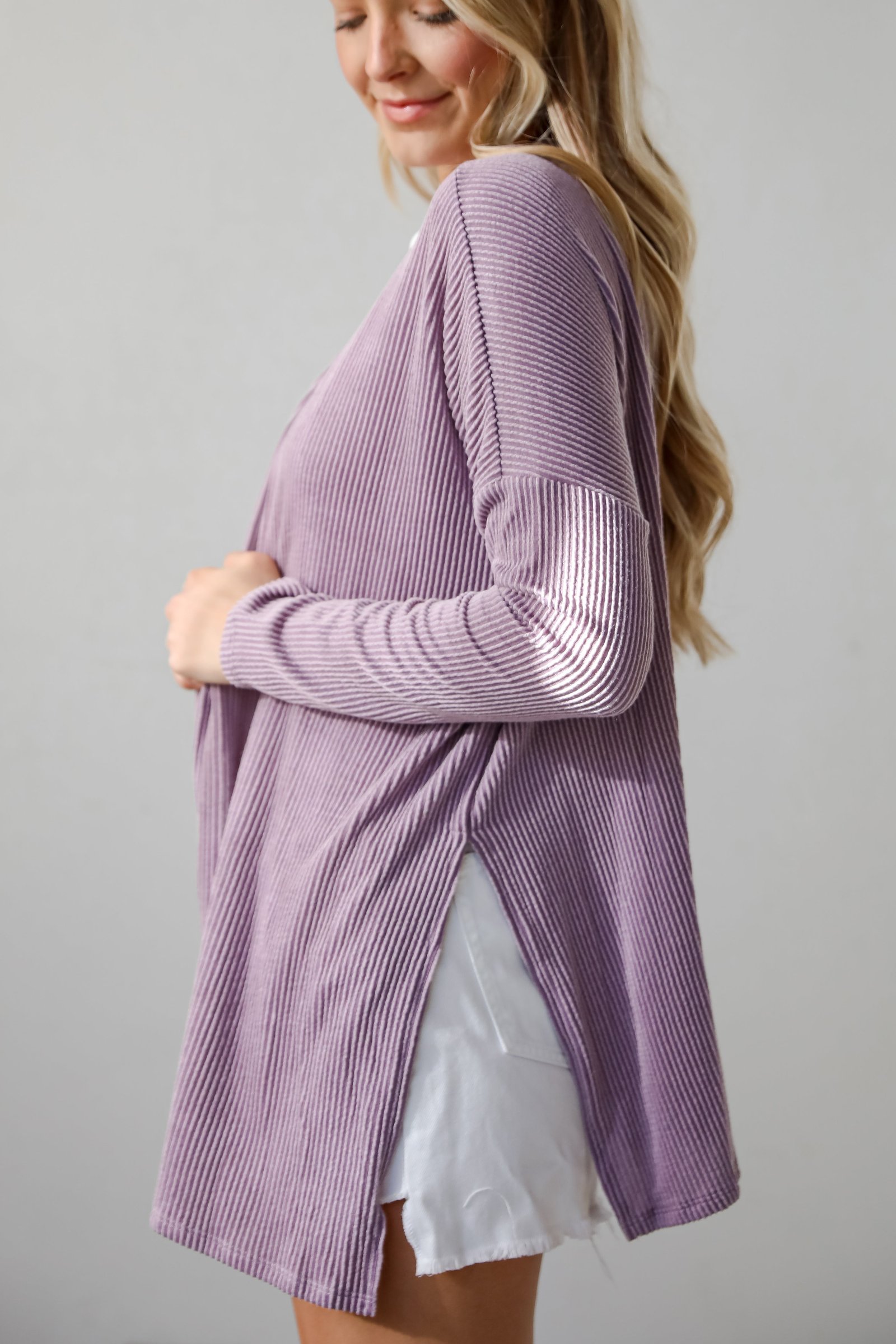 Easygoing Essence Lavender Corded Cardigan